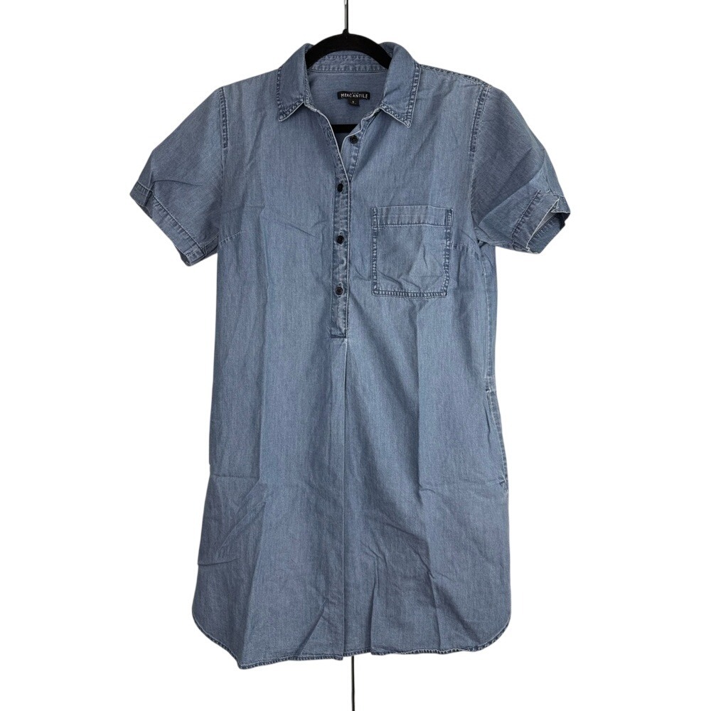 J.Crew Mercantile Denim Chambray Shirt Dress Pockets Size Small